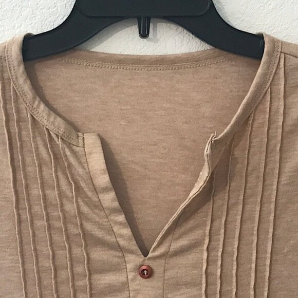 2 -  Women's Casual Crew Neck Short Sleeve Summer Blouses ( Rust and Khaki - XL) - Picture 13 of 16